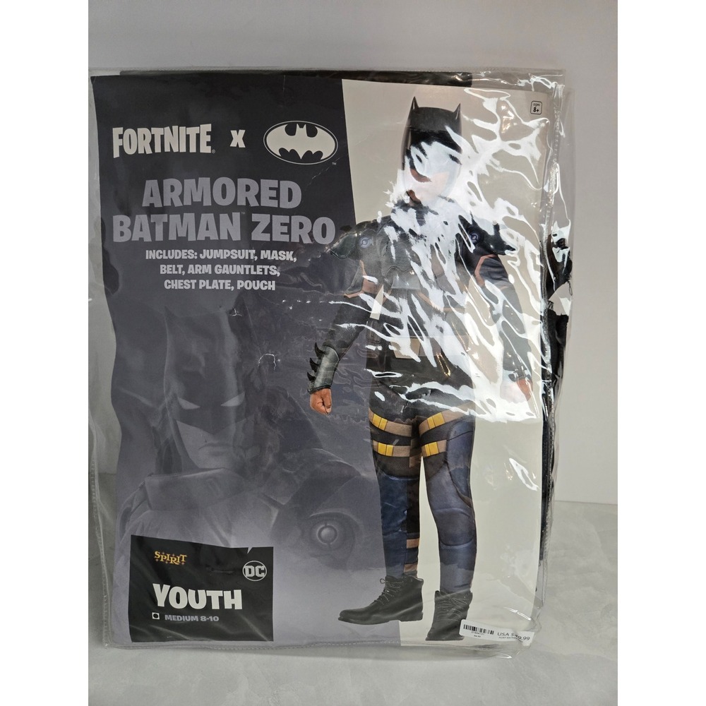 Fortnite x Batman Armored Batman Zero Youth Medium 8–10 Complete Cosplay Costume
